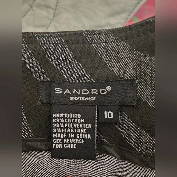 Sandro Black and Grey Zebra Print Knee Length Skirt Women's Size 10 NWOT - Picture 4 of 7